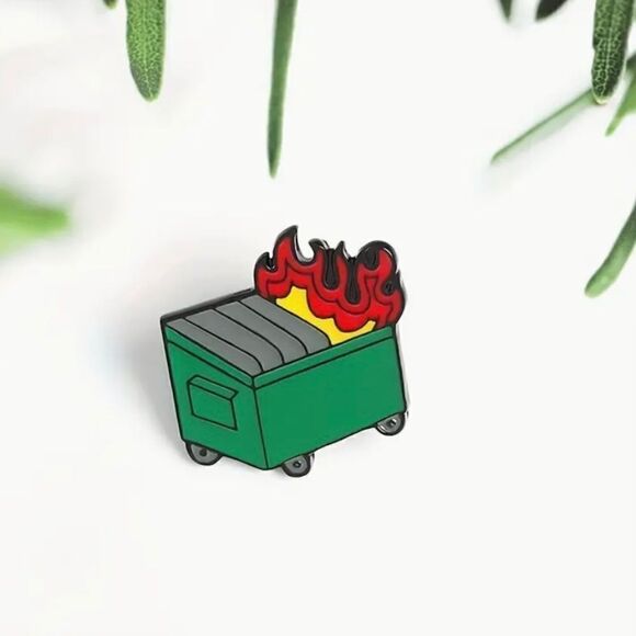Dumpster Fire Enamel brooch/Pin - Picture 6 of 6